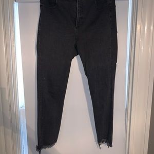 Raw hem black jeans